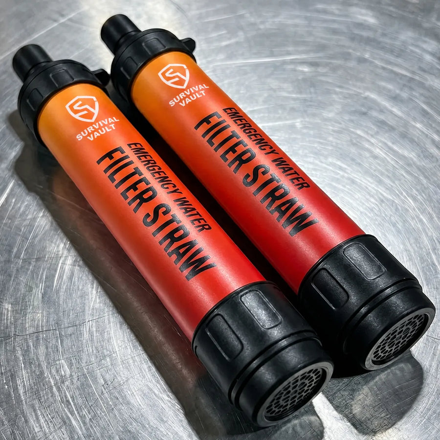 Two Survival Vault emergency water filter straws